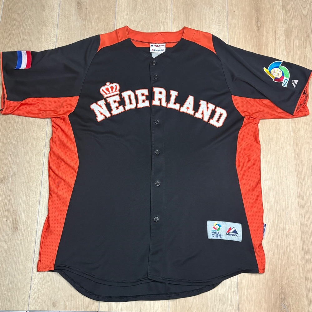Majestic Netherlands 2013 World Baseball Classic Nederland Jersey Mens Black XL
